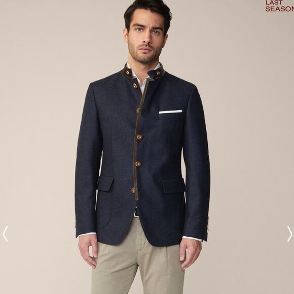 Windsor Men’s Stand-Collar Blue Blazer US 34 (EU 44) Suede Trim - Picture 6 of 15